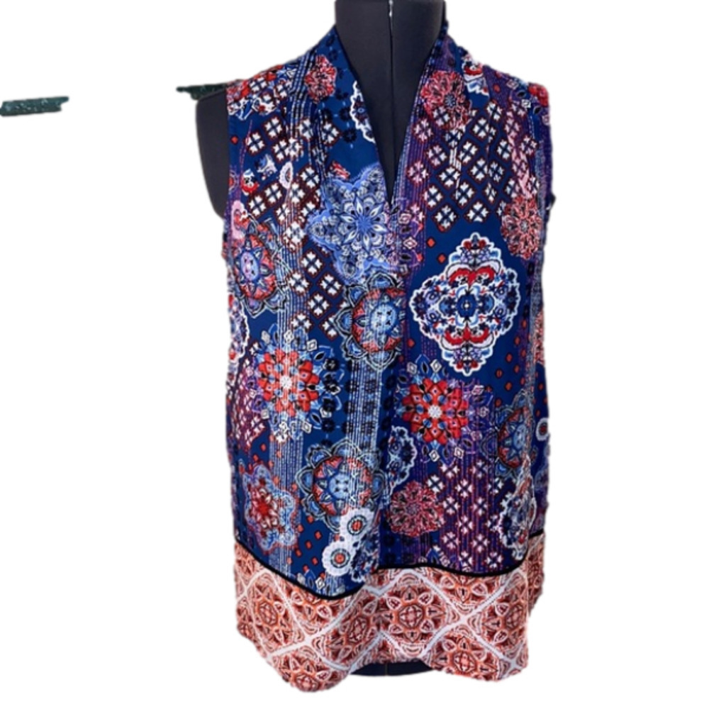 Alex & lili Sleeveless Boho Women's Multicolored Tunic Top Blouse (Size  Small)